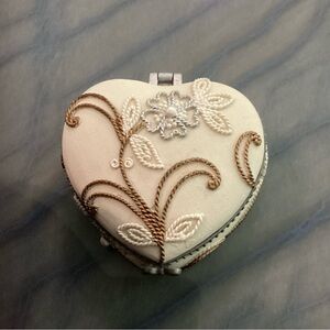Embroidered Heart-Shaped Jewelry Box